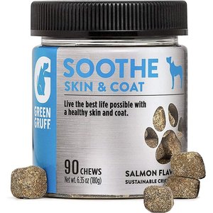 Green Gruff Soothe Skin & Coat Health Salmon Flavor Soft Chew Dog Supplement, 90 count