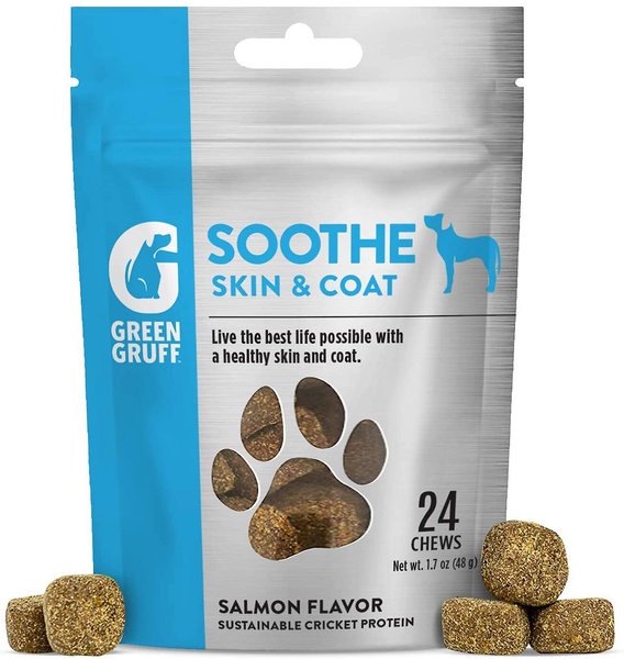 Green Gruff Soothe Skin & Coat Health Salmon Flavor Soft Chew Dog Supplement, 24 count slide 1 of 9