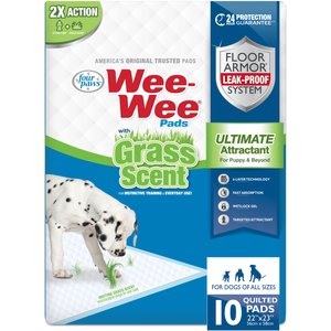 Four Paws Wee-Wee Ultimate Attractant Dog Pee Pads with Grass Scent, 10 count