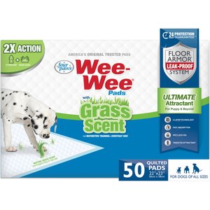 Four Paws Wee-Wee Ultimate Attractant Dog Pee Pads with Grass Scent, 50 count, 22-in x 23-in
