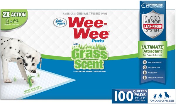 Four Paws Wee-Wee Grass Scented Puppy Pads, 22 x 23, 100 count slide 1 of 9