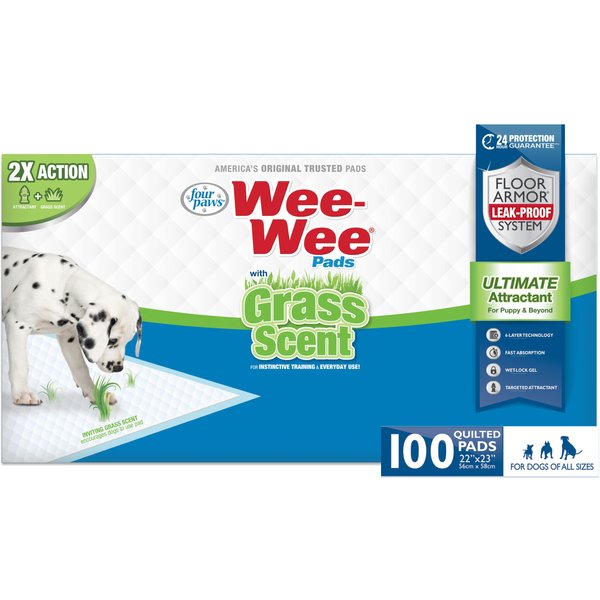 Four Paws WeeWee Ultimate Attractant Dog Pee Pads, 22 x 23in, Grass