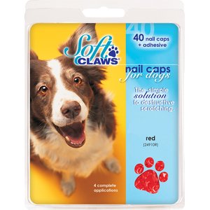 Soft Claws Dog Nail Caps, 40 count, Red, Small