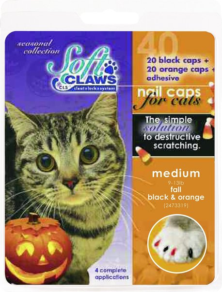Soft Claws Cat Nail Caps, 40 count, Black/Orange, Medium slide 1 of 2