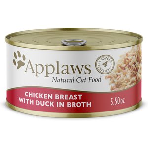 Applaws Chicken Breast with Duck in Broth Wet Cat Food, 5.5-oz can, case of 24