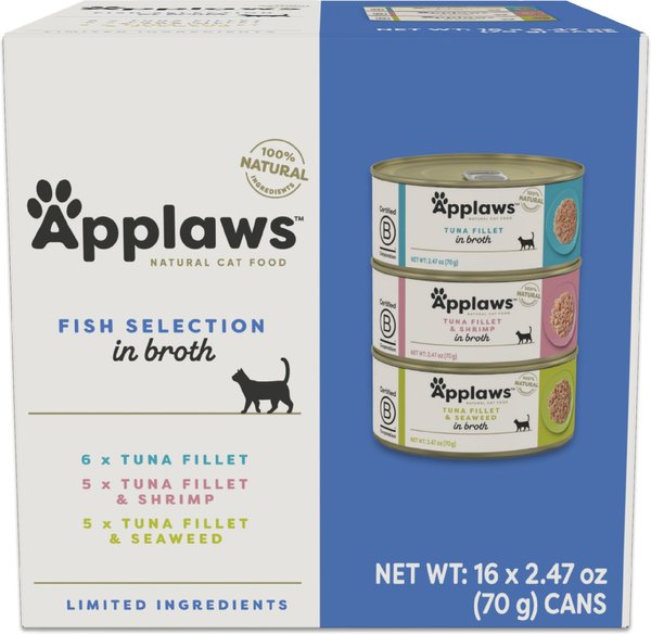 APPLAWS Fish Selection in Broth Variety Pack Wet Cat Food 2.47 oz