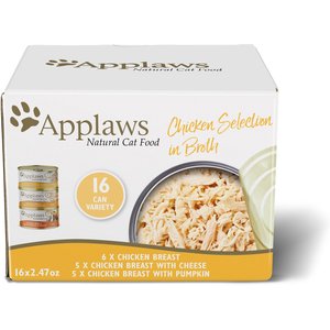 Applaws Chicken Selection in Broth Variety Pack Wet Cat Food, 2.47-oz can, case of 16