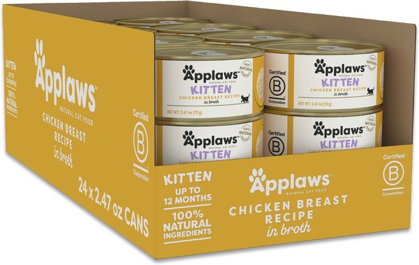 Applaws Chicken Breast in Broth Wet Kitten Food, 2.47-oz can, case of 24 slide 1 of 7