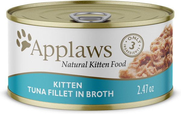 Applaws Tuna Fillet in Broth Wet Kitten Food, 2.47-oz can, case of 24 slide 1 of 7