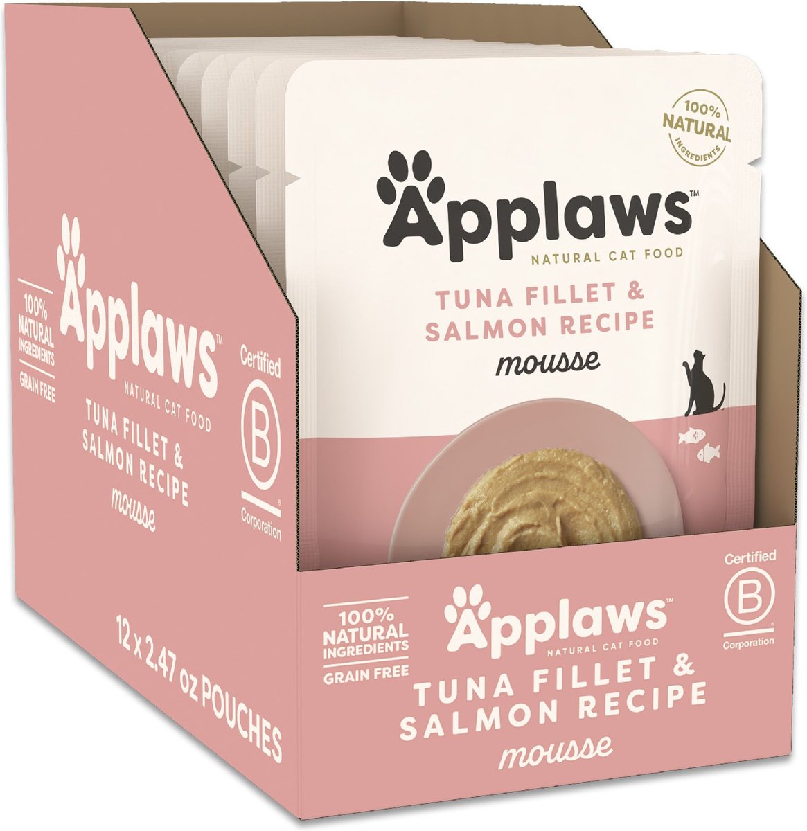 Applaws Mousse Tuna Grain-Free Wet Cat Food, 2.47-oz can, case of 24