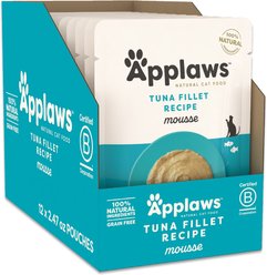 Applaws Mousse Tuna Grain-Free Wet Cat Food, 2.47-oz can, case of 24