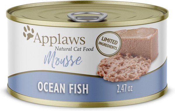 Applaws Mousse Ocean Fish Grain-Free Wet Cat Food, 2.47-oz can, case of 24 slide 1 of 7