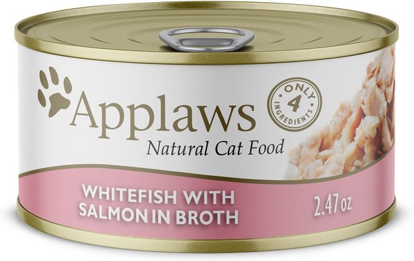 Applaws Whitefish with Salmon in Broth Wet Cat Food, 2.47-oz can, case of 24 slide 1 of 7