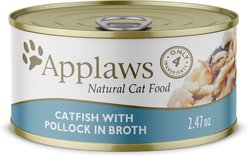Applaws Catfish with Pollock in Broth Wet Cat Food, 2.47-oz can, case of 24
