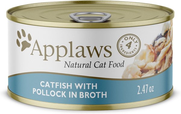 APPLAWS Catfish with Pollock in Broth Wet Cat Food 2.47 oz can