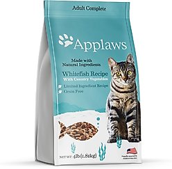 Applaws Adult Complete Whitefish Recipe with Country Vegetables Grain-Free Dry Cat Food, 4-lb bag