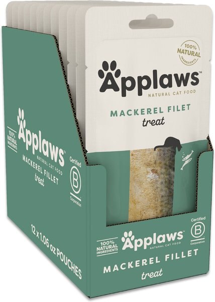 Applaws Loin Mackerel Filet Grain-Free Cat Treats, 1.06-oz loin, case of 12