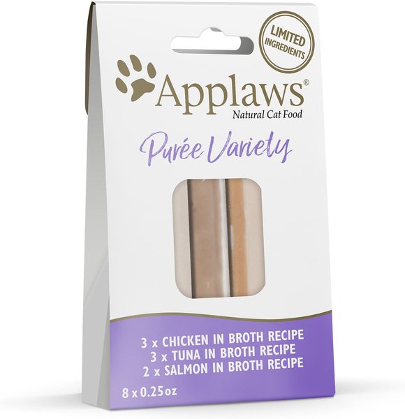 Applaws Puree Variety Pack Grain-Free Lickable Cat Treats, 8 count, 0.25oz pouch, case of 10 slide 1 of 7