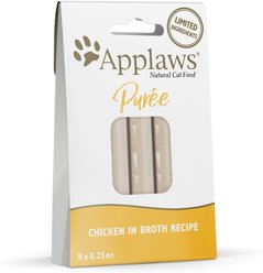 Applaws Purée Chicken Grain-Free Lickable Cat Treats, 8 count, 0.25oz pouch, case of 10