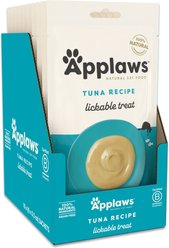 Applaws Purée Tuna Grain-Free Lickable Cat Treats, 8 count, 0.25oz pouch, case of 10