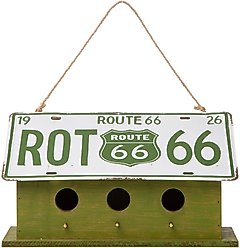 Glitzhome Wood & Metal License Plates Birdhouse, Green