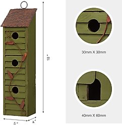 Glitzhome Distressed Solid Wood Birdhouse, Green slide 2 of 6