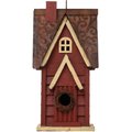 Glitzhome Distressed Solid Wood Cottage Birdhouse, Red