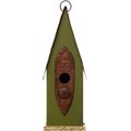 Glitzhome Distressed Solid Wood Birdhouse, Green