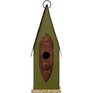 Glitzhome Distressed Solid Wood Birdhouse, Green
