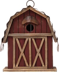 Glitzhome Wood Barn Garden Birdhouse, Red