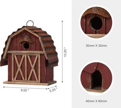 Glitzhome Wood Barn Garden Birdhouse, Red slide 2 of 7