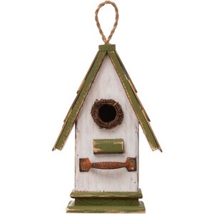 Glitzhome Wood Roof Garden Birdhouse, Green