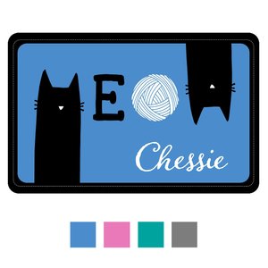 Bungalow Flooring Meow Personalized Floor Mat, 22 x 36, Blue
