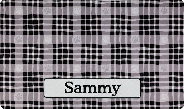 Drymate Black Paw Plaid Personalized Dog & Cat Placemat, Small slide 1 of 3