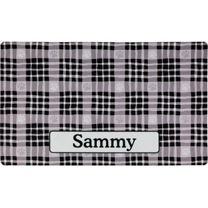 Drymate Black Paw Plaid Personalized Dog & Cat Placemat, Small