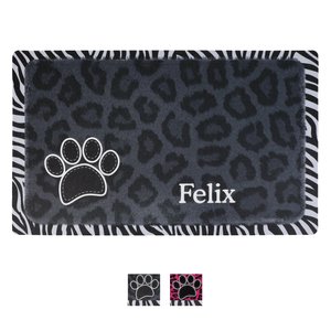 Drymate Leopard Zebra Personalized Dog & Cat Placemat, Black