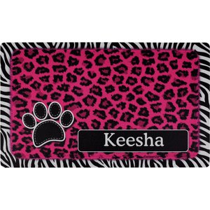 Drymate Leopard Zebra Personalized Dog & Cat Placemat, Pink