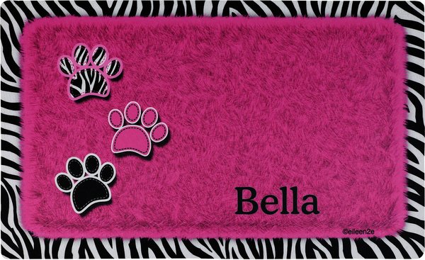 Drymate Zebra Paws Personalized Dog & Cat Placemat, Pink slide 1 of 3