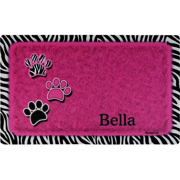 DRYMATE Zebra Paws Personalized Dog & Cat Placemat, Pink