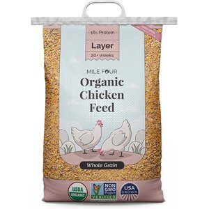 Mile Four Organic 16% Protein Whole Grain Layer Chicken & Duck Feed, 23-lb bag
