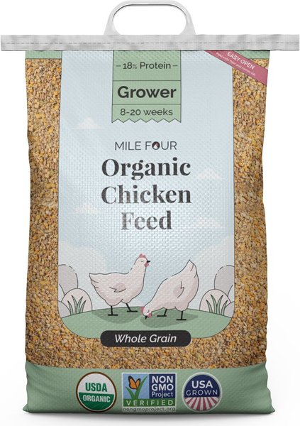 Mile Four 18% Organic Whole Grain Grower Chicken & Duck Feed, 23-lb bag slide 1 of 7