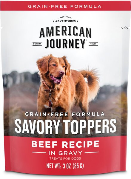 American Journey Savory Toppers Beef Recipe in Gravy Grain-Free Dog Food Topper, 3-oz pouches, case of 24 slide 1 of 8