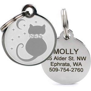 1pc Halloween Pet Tag In Silver, Multilingual (trick Or Treat) Pet Tag ( french)