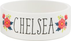 Frisco Flower Ceramic Personalized Dog Bowl, 2.75 cup