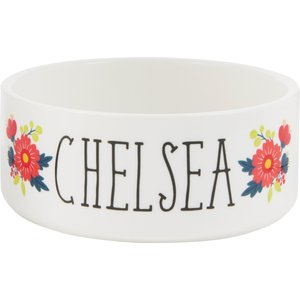 Frisco Flower Ceramic Personalized Dog Bowl, 5 cup