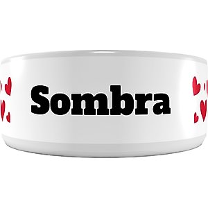Frisco Hearts Ceramic Personalized Dog Bowl, 2.75 cup