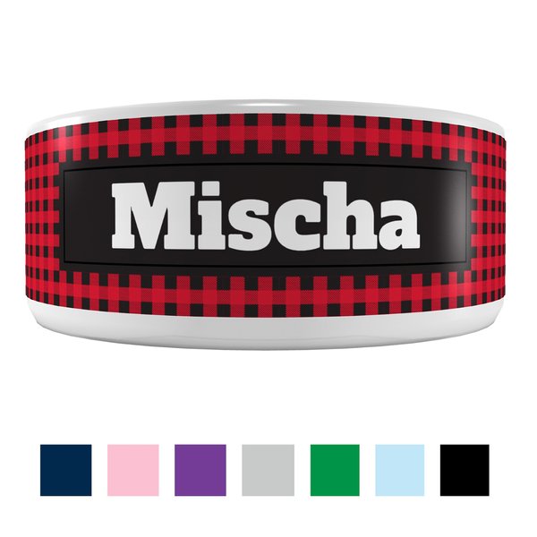 Frisco Buffalo Check Ceramic Personalized Dog Bowl, 2.75 cup slide 1 of 6