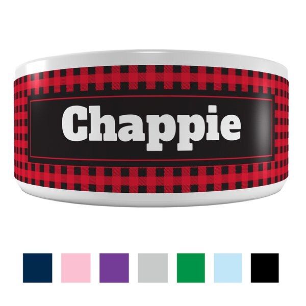 Frisco Buffalo Check Ceramic Personalized Dog Bowl