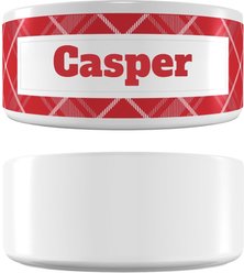 Frisco Personalized Plaid Ceramic Dog Bowl, 5 cup