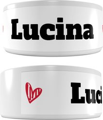 Frisco Personalized Two Hearts Ceramic Dog Bowl, 5 cup
